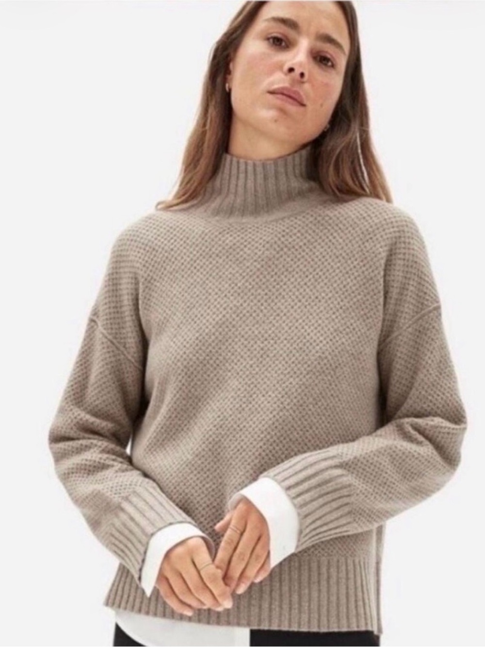 Everlane stroopwafel Mock Neck Sweater